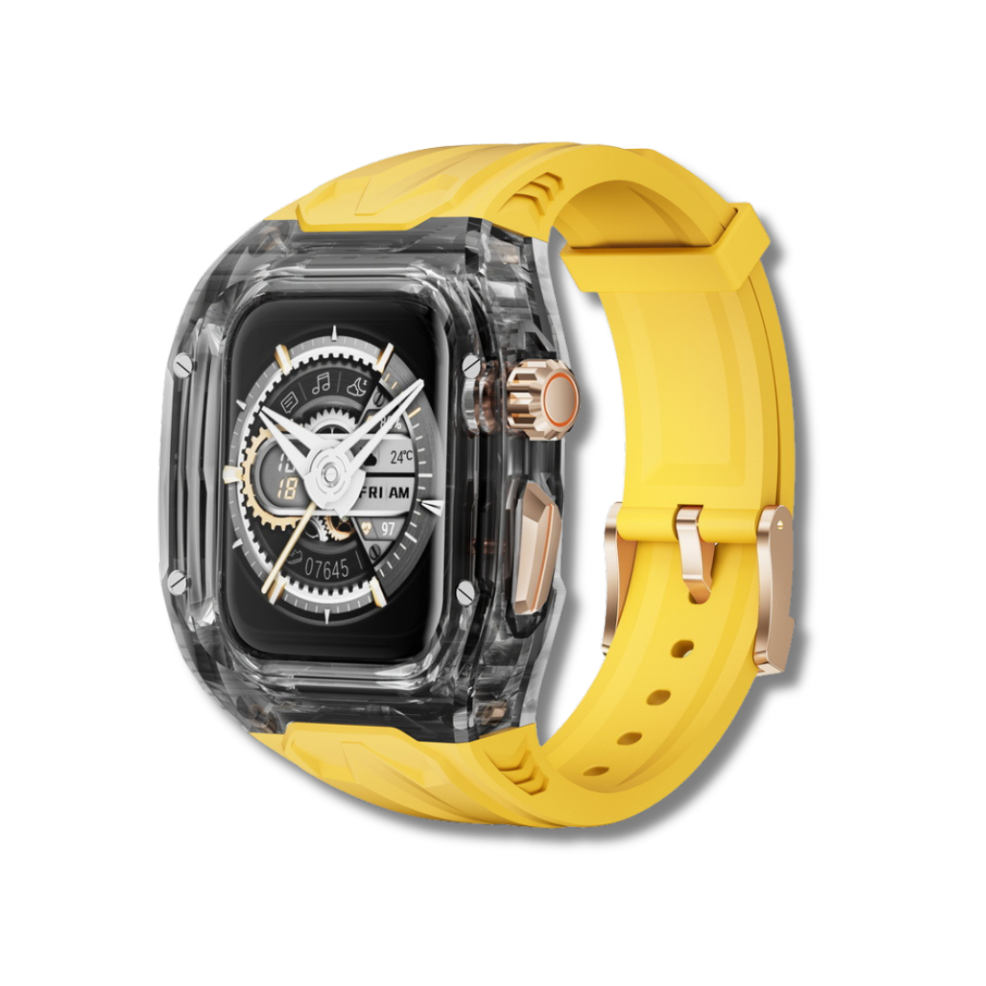 Yellow Black Luxury Transparent Case by Shopyholy Compatible for Apple Watch
