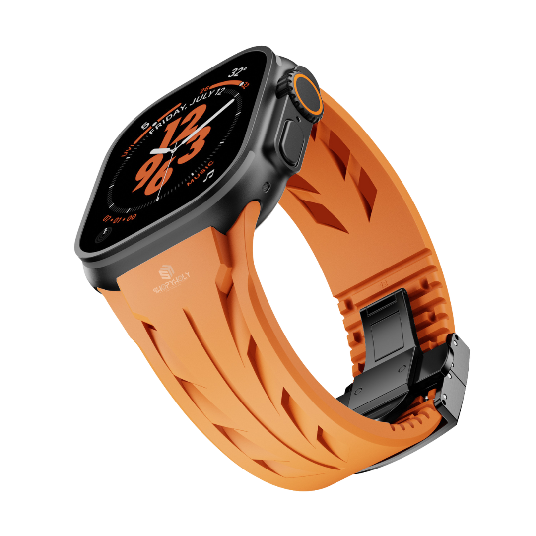 Orange Black Luxury Concept Silicone Straps By Shopyholy Compatible For Apple Watch