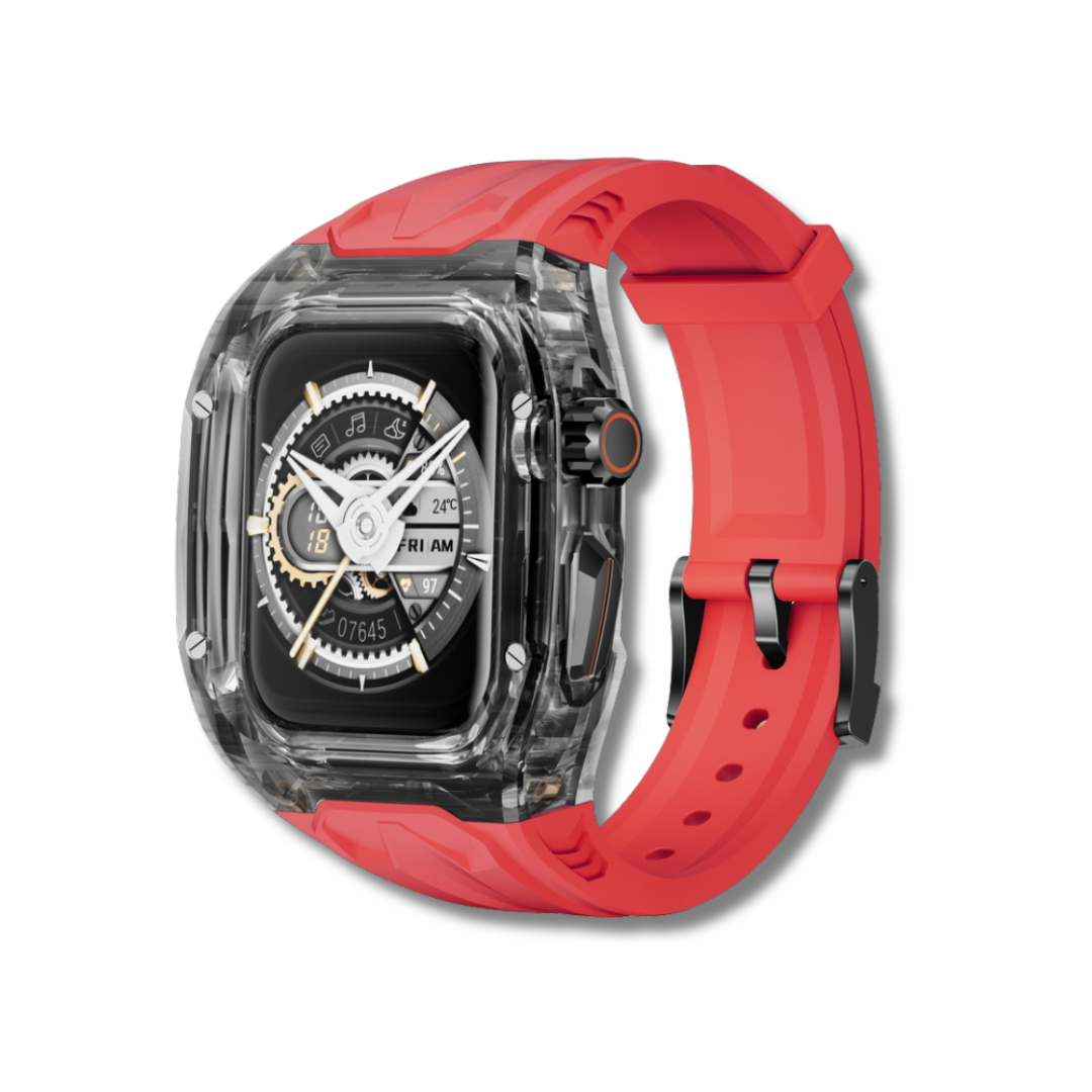 Red Black Luxury Transparent Case by Shopyholy Compatible for Apple Watch