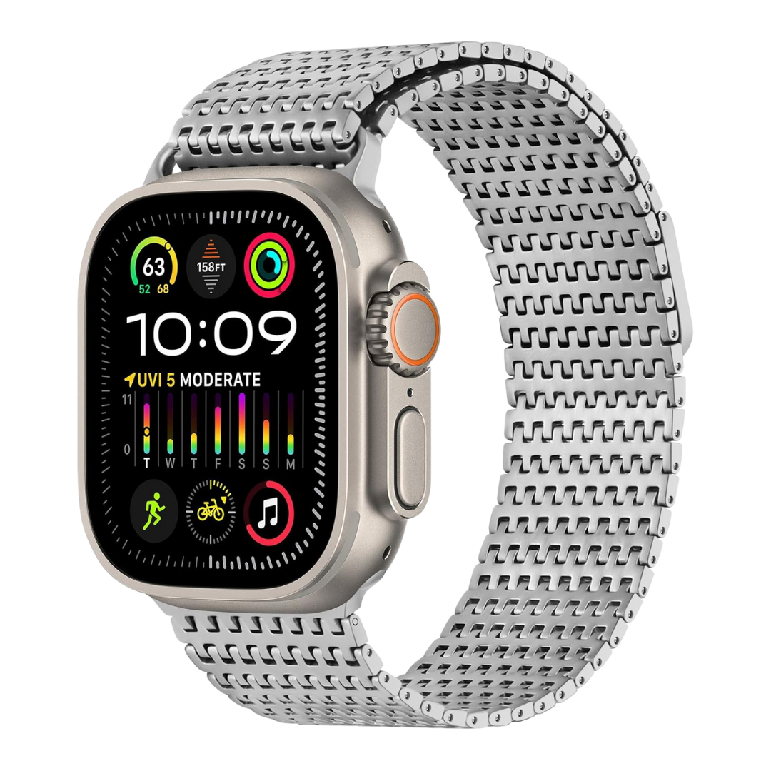 Silver Luxury Magnetic Milanese Loop By Shopyholy Compatible For Apple Watch
