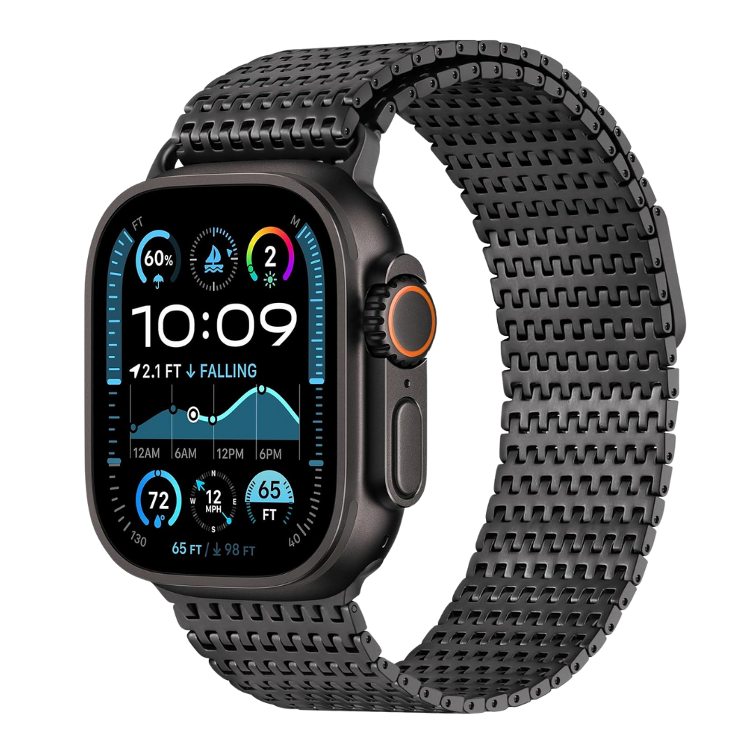 Black Luxury Magnetic Milanese Loop By Shopyholy Compatible For Apple Watch