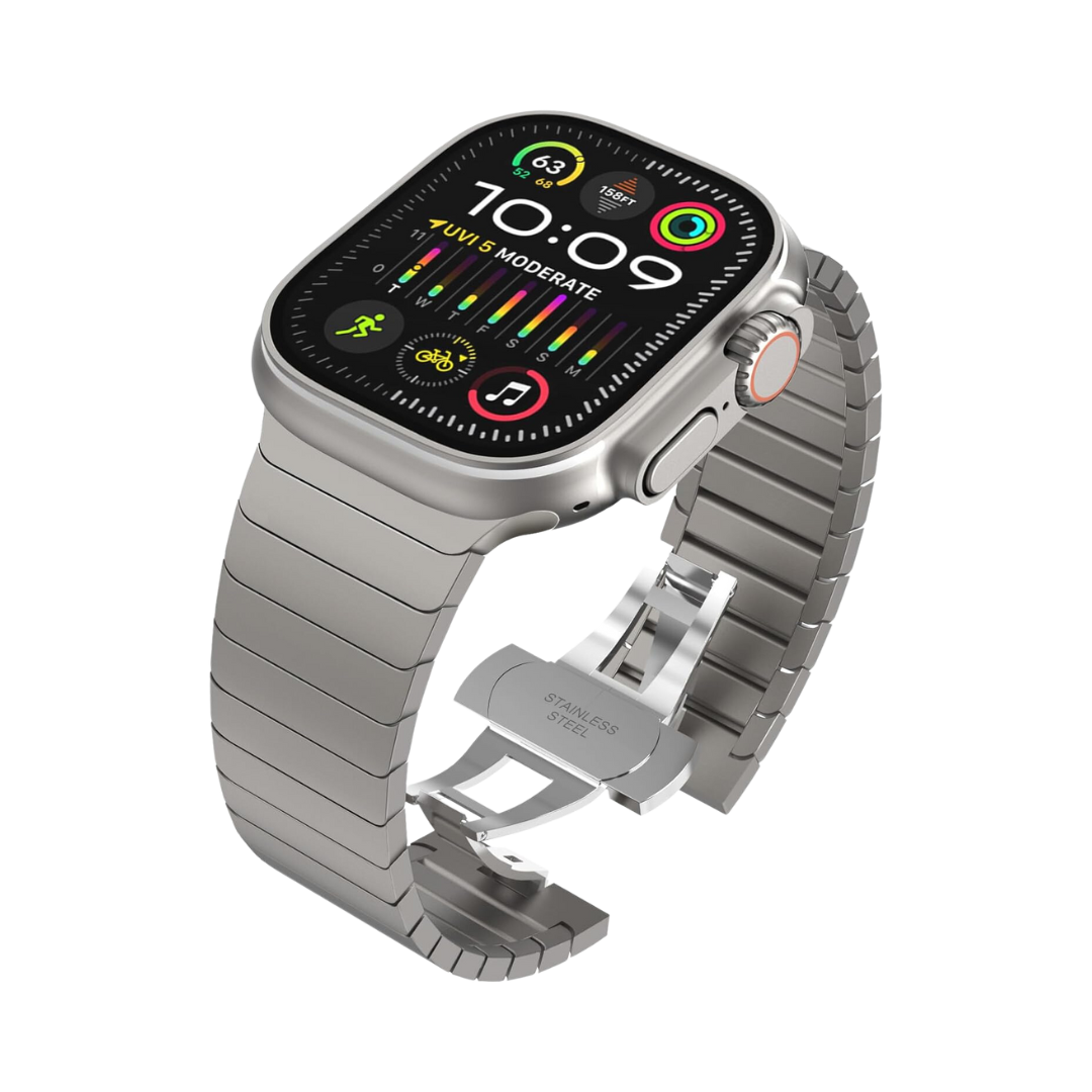 Titanium Ultra Premium Stylish Metal Stainless Steel Link Bracelet By Shopyholy For iWatch Ultra