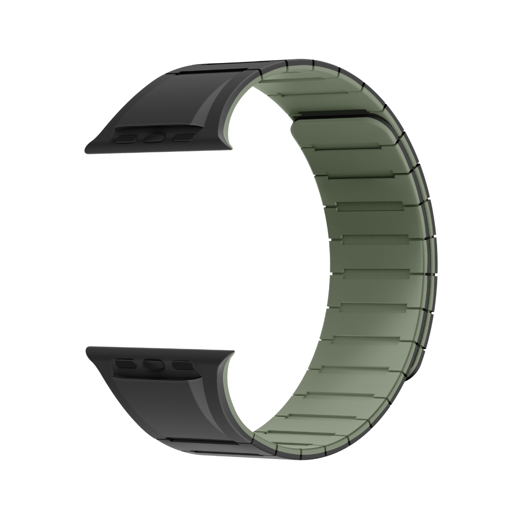 Black Light Green Luxury Strong Magnetic Silicone Loop By Shopyholy Comaptible For Apple Watch