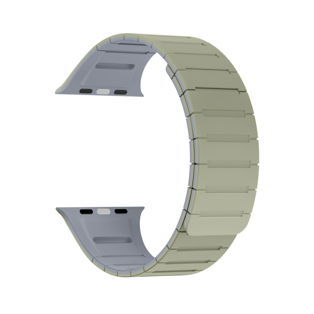 Light Khaki Blue Luxury Strong Magnetic Silicone Loop By Shopyholy Comaptible For Apple Watch