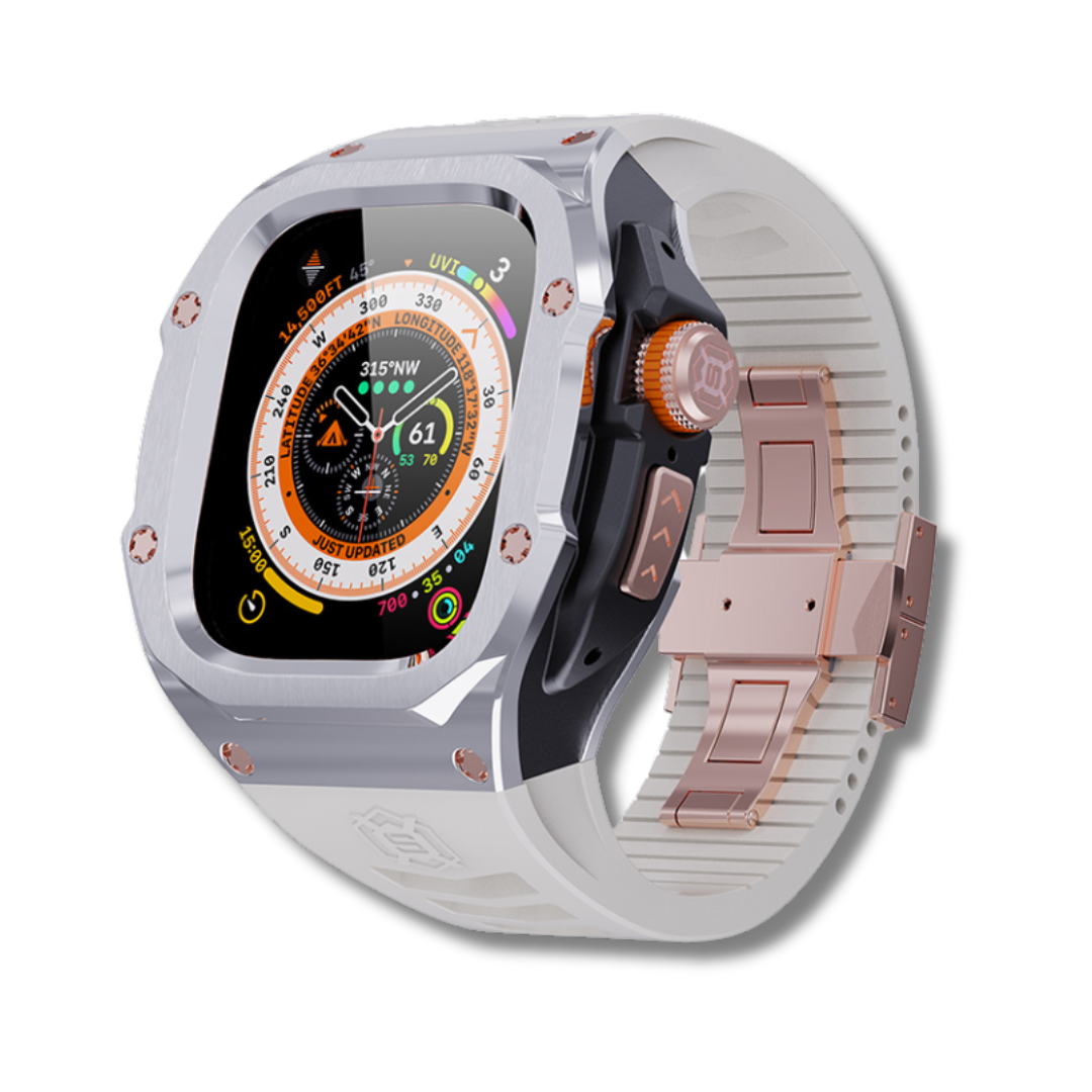 49MM Silver Star Rose Gold Luxury Concept Art Modification Kit For iWatch Ultra 1/2