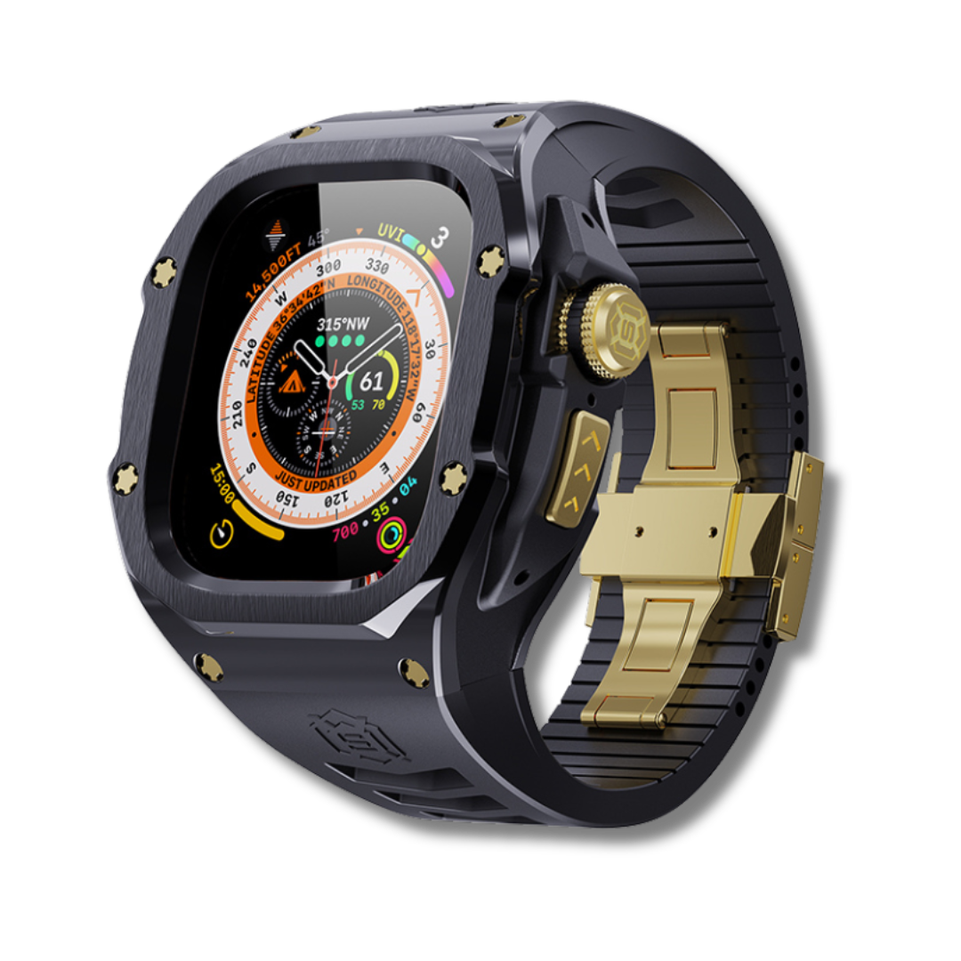 49MM Black Gold Luxury Concept Art Modification Kit For iWatch Ultra 1/2