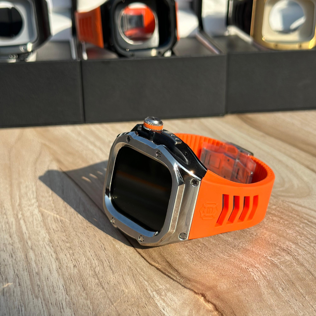 49MM Orange Silver Luxury Concept Art Modification Kit For iWatch Ultra 1 2