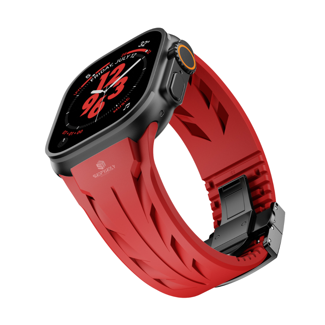 Red Black Luxury Concept Silicone Straps By Shopyholy Compatible For Apple Watch