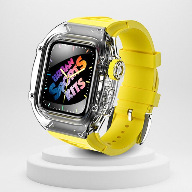 Yellow Luxury Transparent Richard Mille Modification Kit By Shopyholy Compatible For iWatch 44/45MM