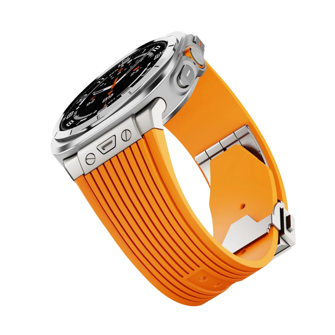 Orange Luxury Galaxy Watch Ultra 47mm Silicone Band with Folding Clasp