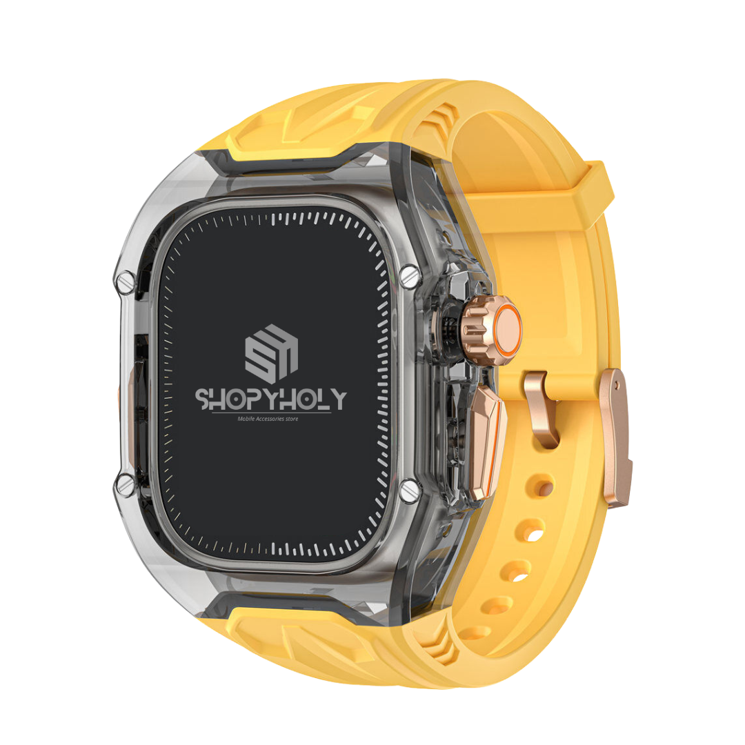 49MM Yellow Black Luxury Transparent Case by Shopyholy Compatible for Apple Watch Ultra