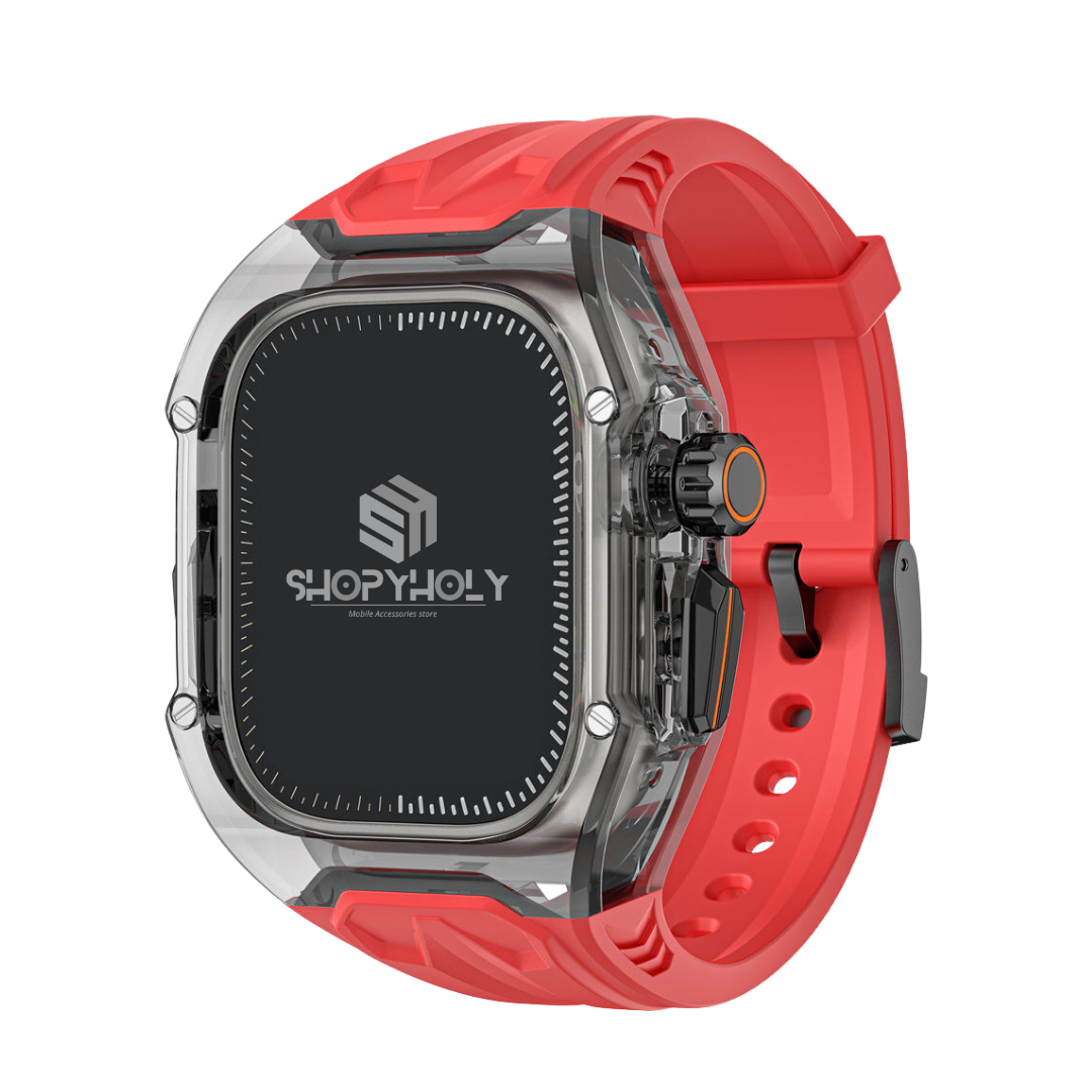 49MM Red Black Luxury Transparent Case by Shopyholy Compatible for Apple Watch Ultra