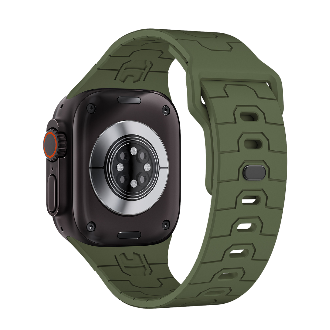 Army Green Premium Mavel Pattern Silicone Sports Bands By Shopyholy Compatible For Apple Watch