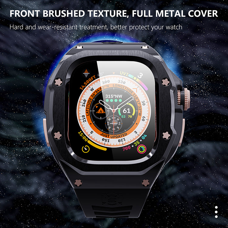 49MM Black Rose Gold Luxury Concept Art Modification Kit For iWatch Ultra 1/2