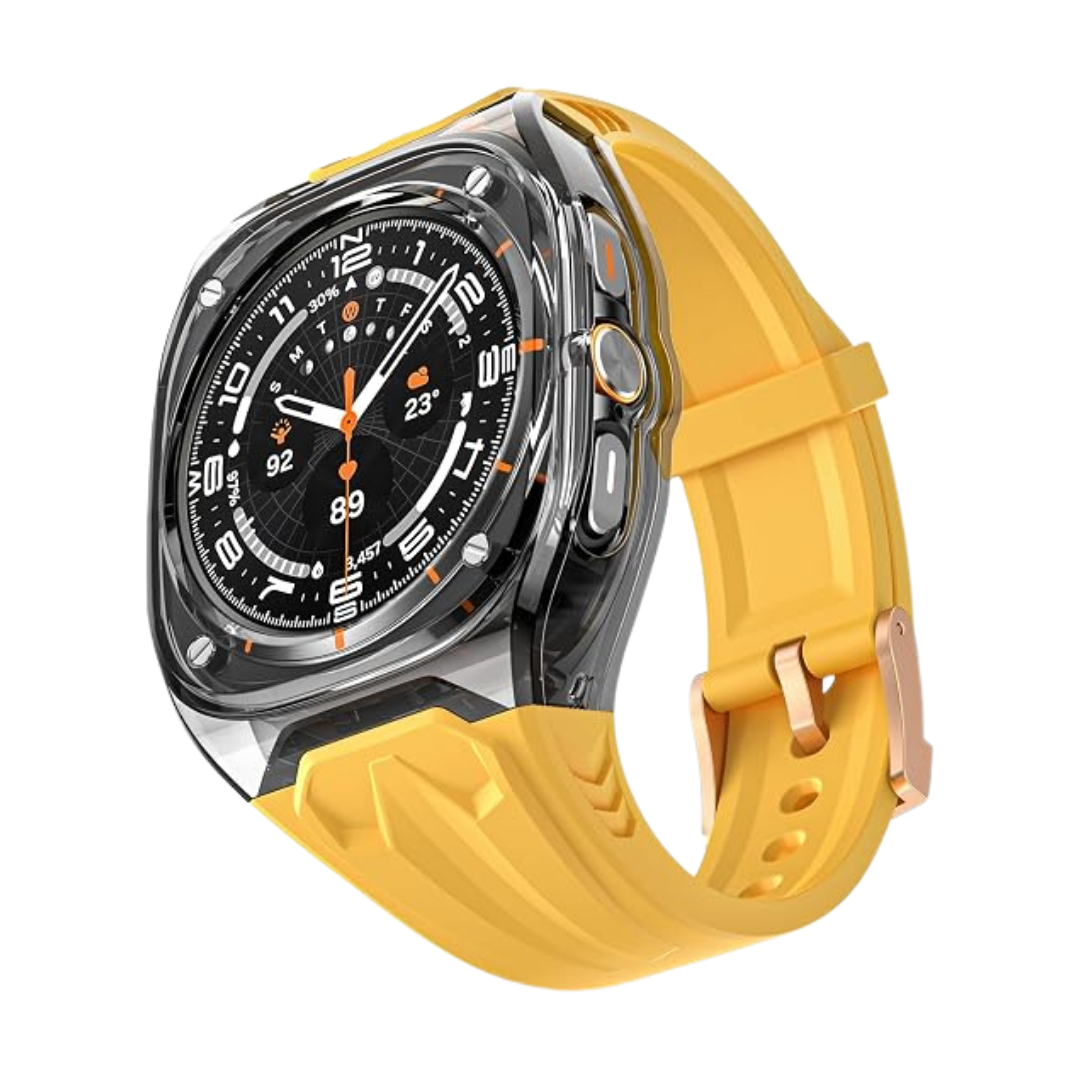 Yellow B Transparent Rugged Case with Silicone Band for Samsung Galaxy Watch Ultra 47mm