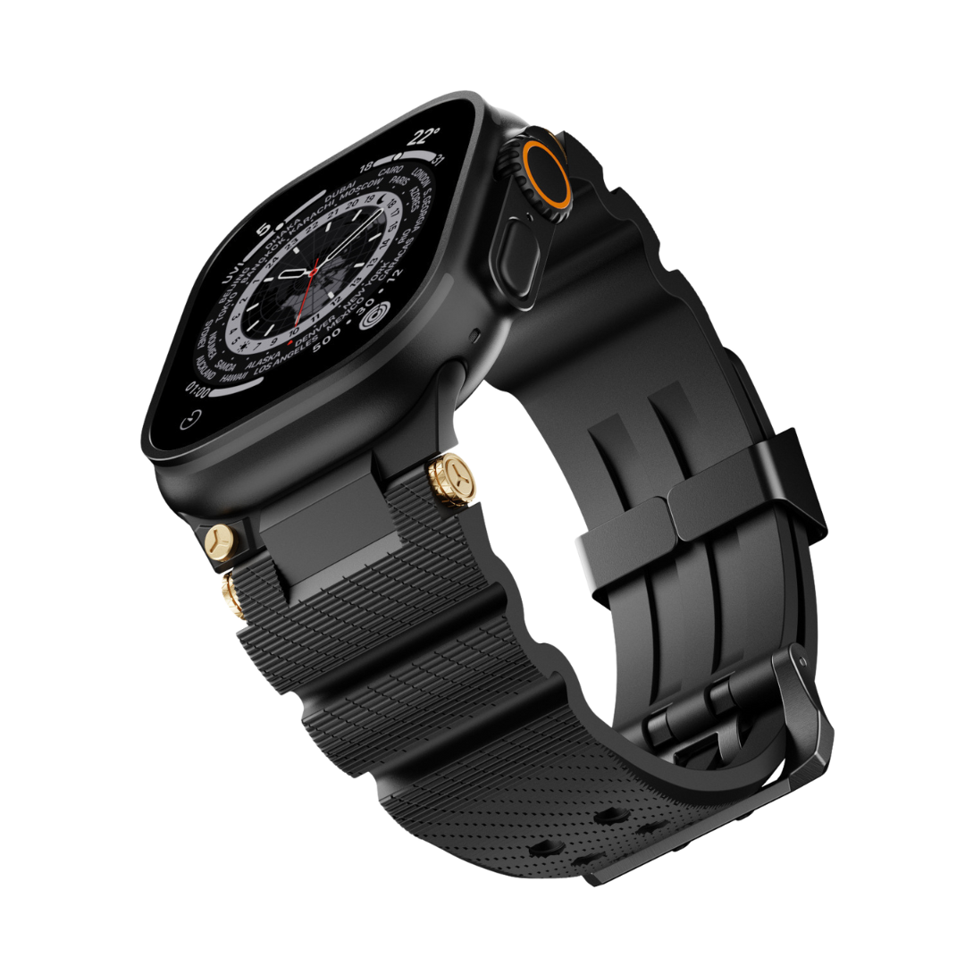 Full Black Luxury Veltrix Silicone Straps By Shopyholy Compatible For Apple Watch