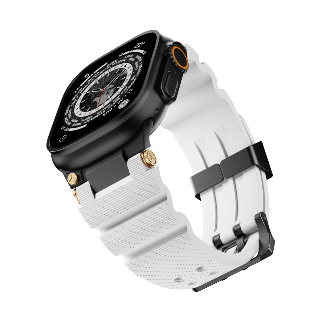 White B Luxury Veltrix Silicone Straps By Shopyholy Compatible For Apple Watch