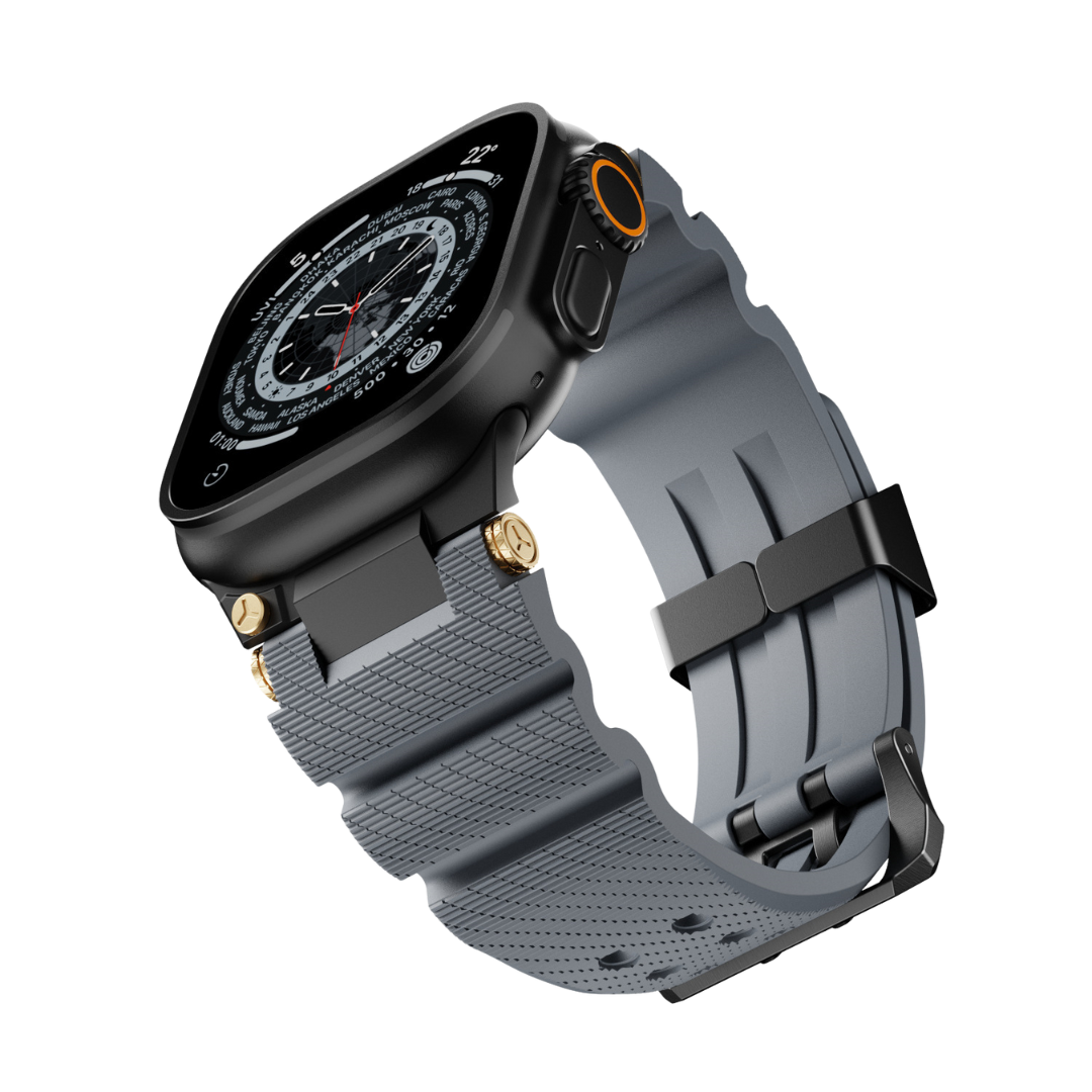 Grey B Luxury Veltrix Silicone Straps By Shopyholy Compatible For Apple Watch