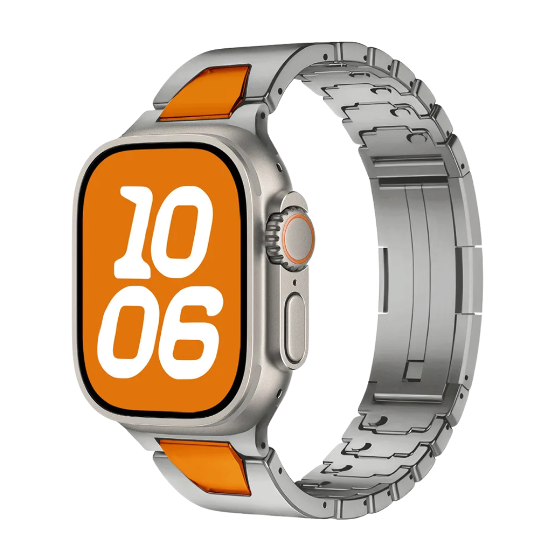 Titanium Orange Luxury Quilk Release Band By Shopyholy Compatible For Appe Watch
