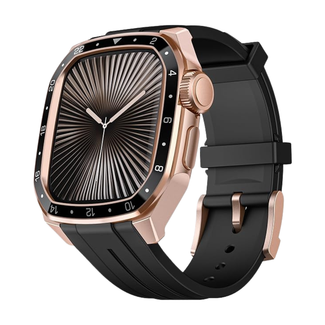 Rose Gold Black Luxury Metal Scale Ring Case By Shopyholy Compatible For Apple Watch
