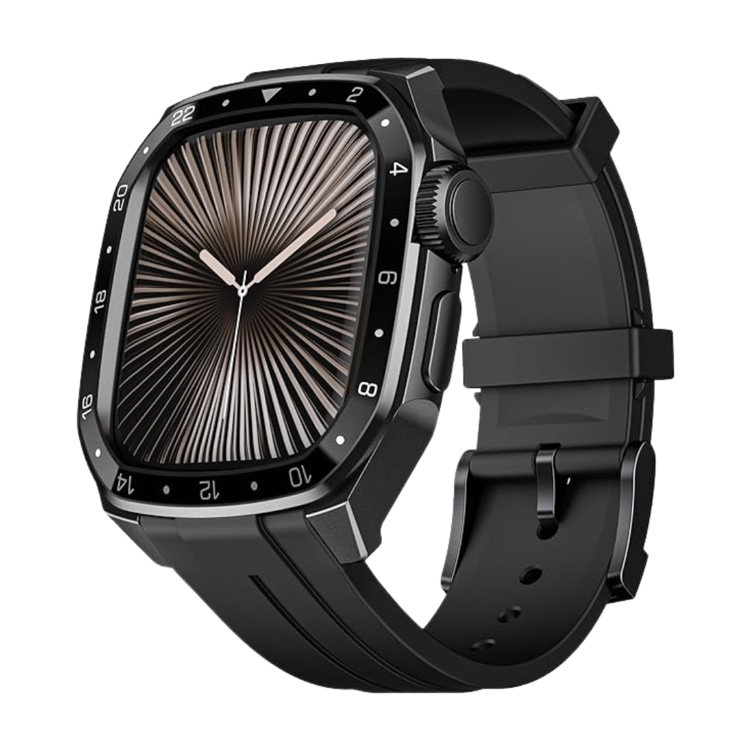 Full Black Luxury Metal Scale Ring Case By Shopyholy Compatible For Apple Watch