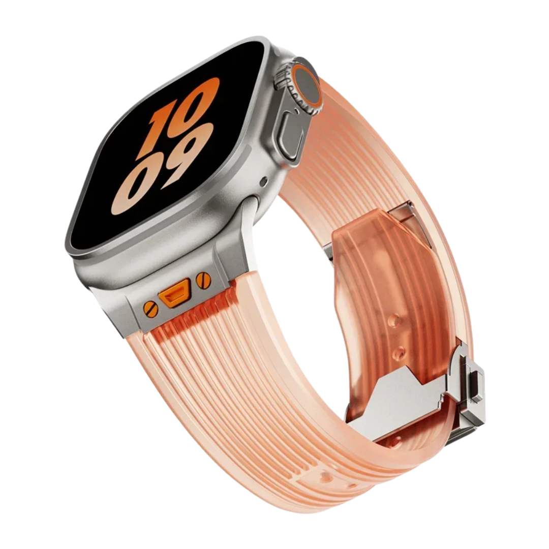 Orange Transparent Luxury Hublot Style Band By Shopyholy Compatible For Apple Watch