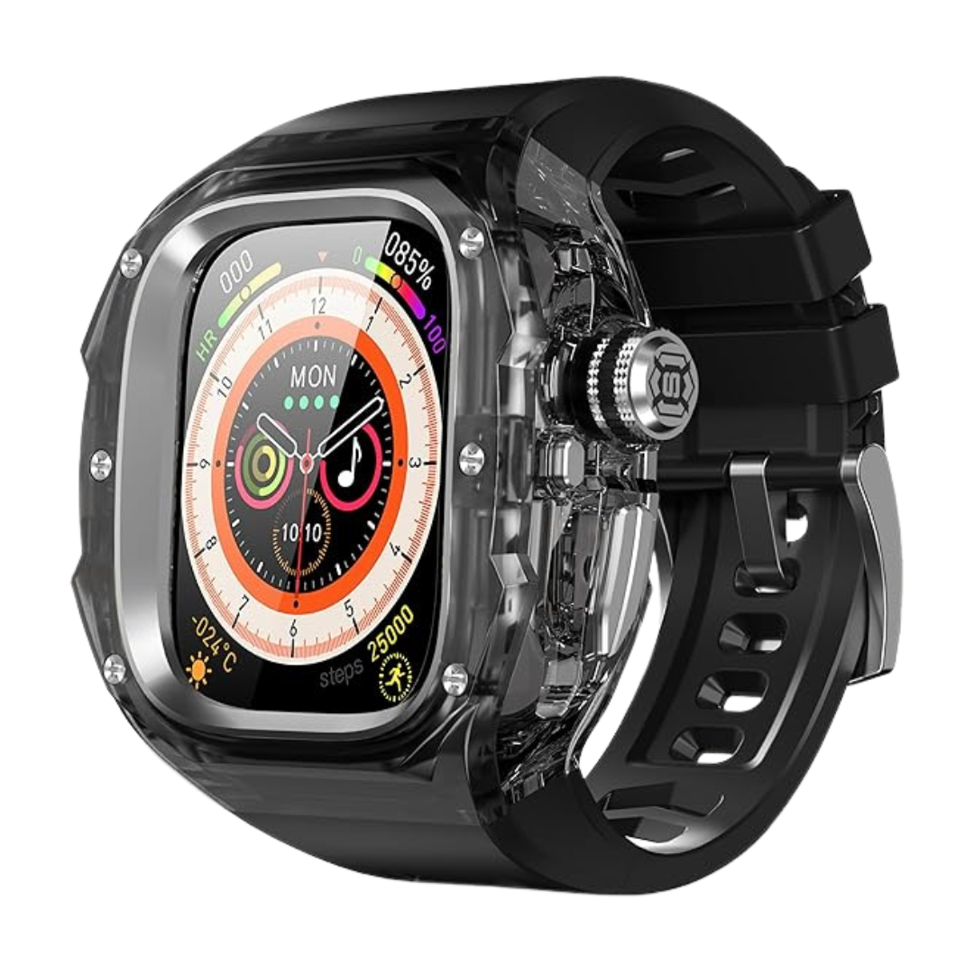 49MM Black Silver Luxury Transparent Concept Case By Shopyholy Compatible For Apple Watch Ultra