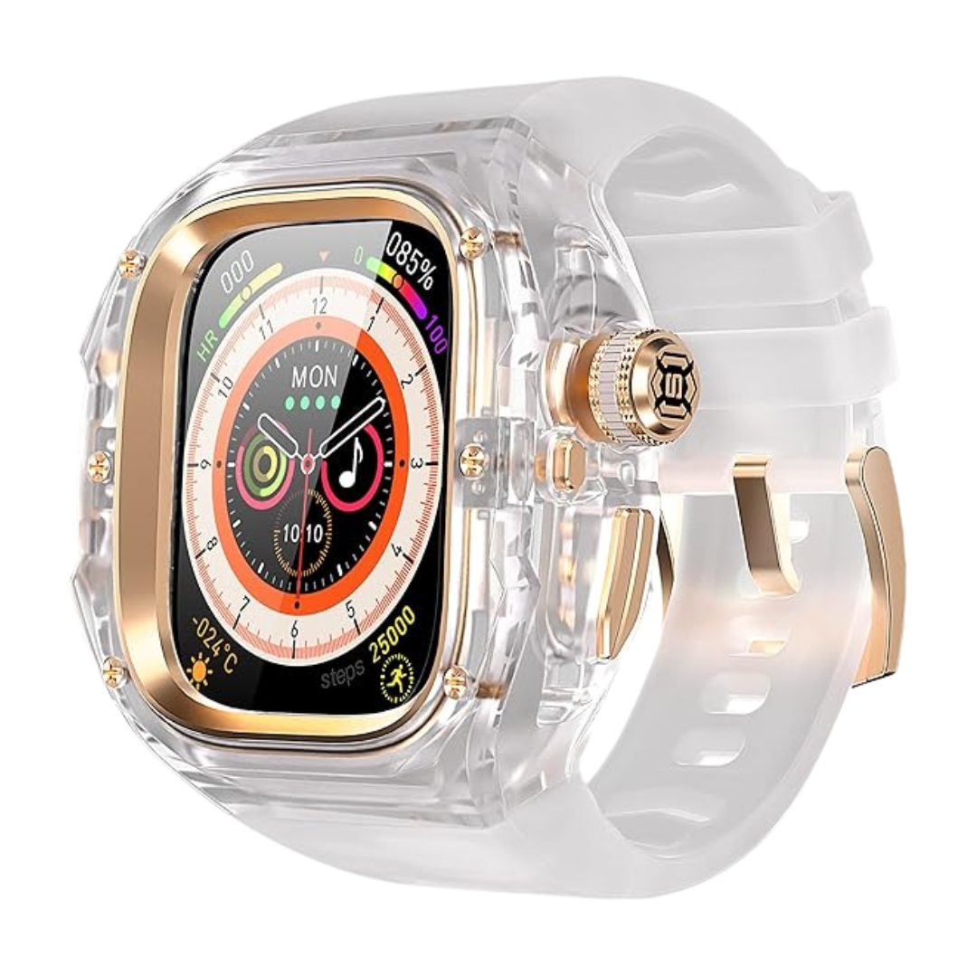 49MM Transparent Rose Gold Luxury Transparent Concept Case By Shopyholy Compatible For Apple Watch Ultra