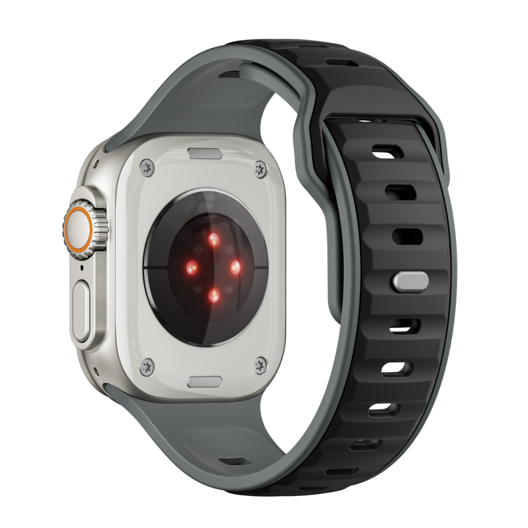 Grey Black Premium Aspro Silicone Sports Bands By Shopyholy Compatible For Apple Watch