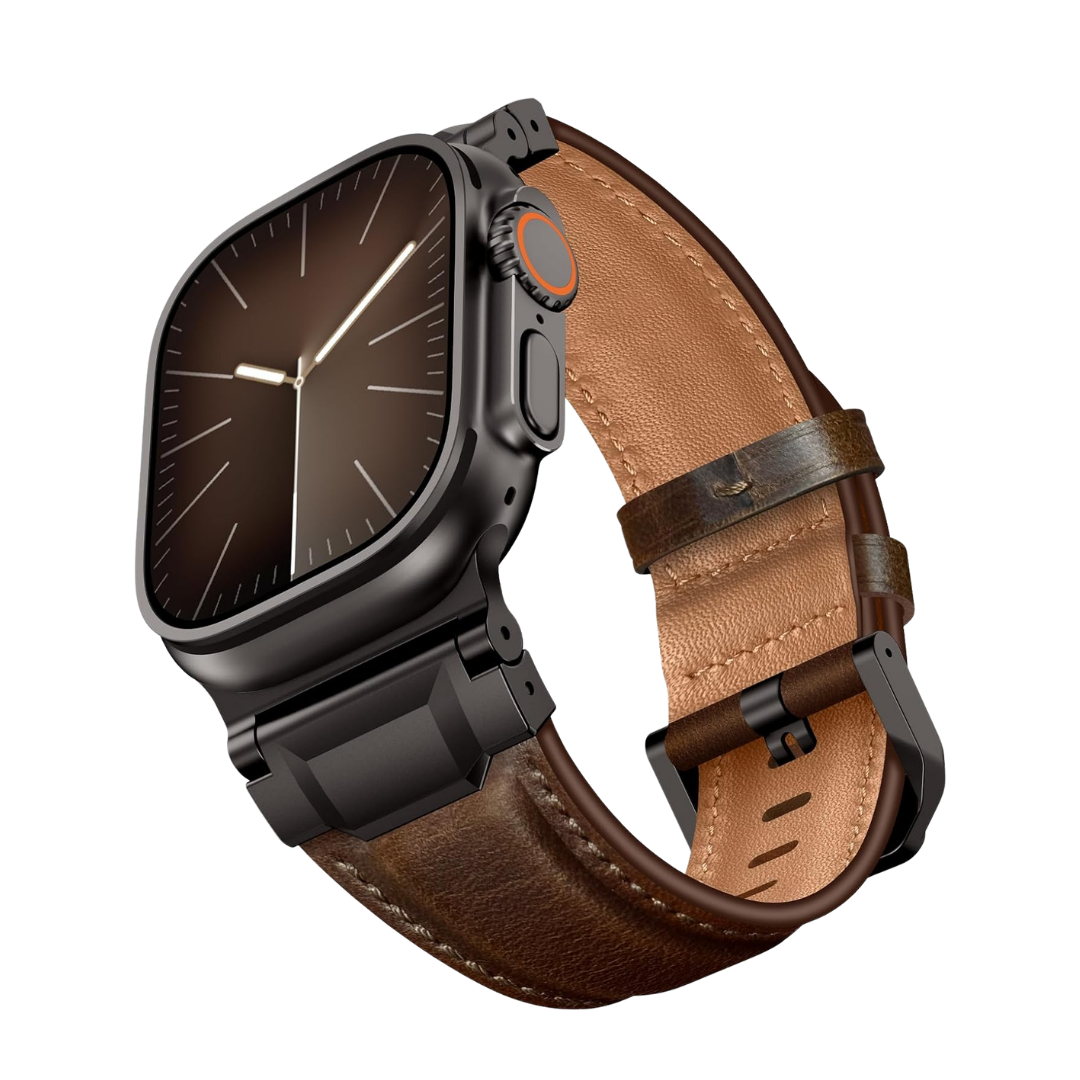 Coffee Dark Brown B Luxury Cavallo Leather Straps By Shopyholy Compatible For Apple Watch (Copy)