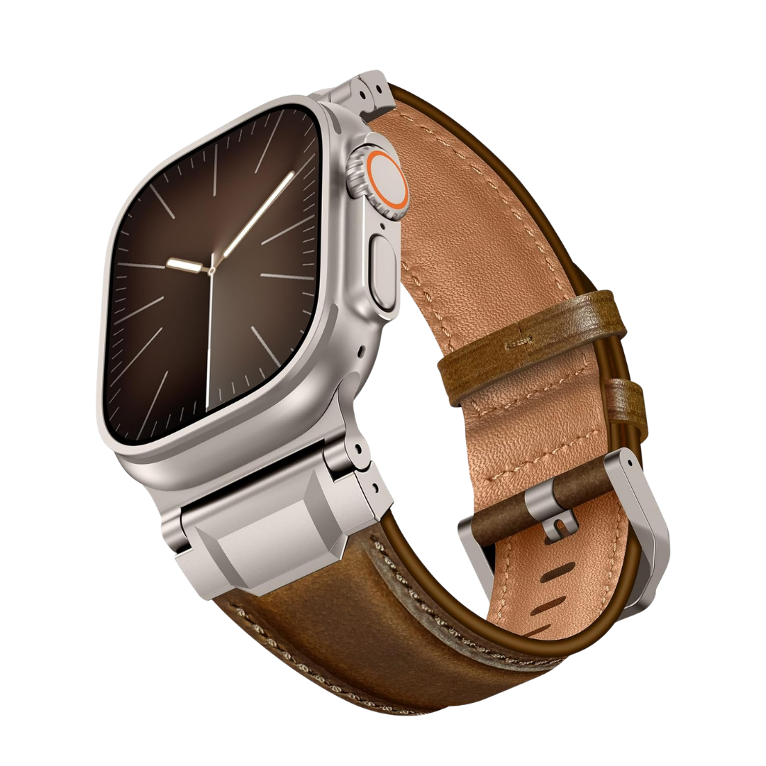 Dark Brown Luxury Cavallo Leather Straps By Shopyholy Compatible For Apple Watch