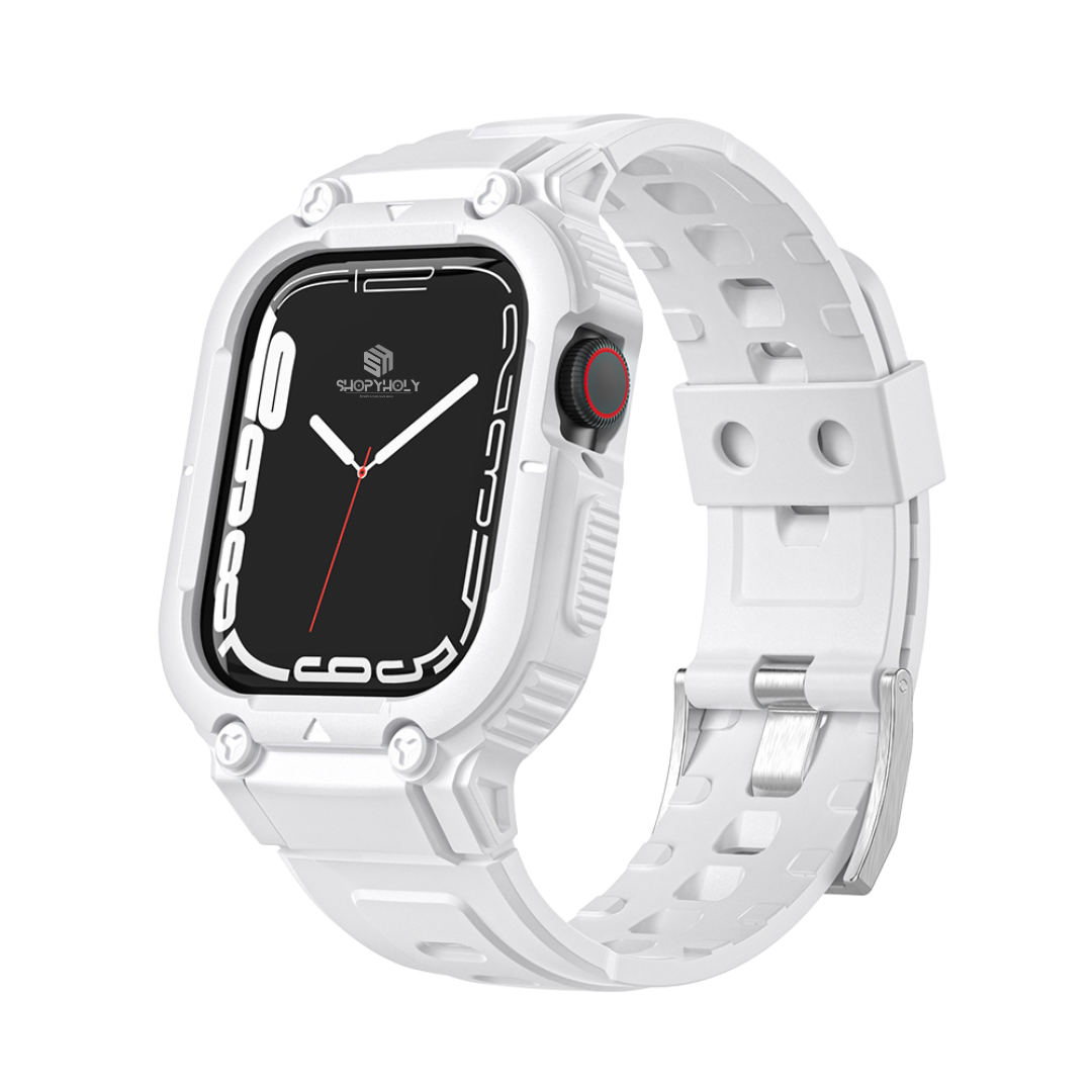 White Sporty TPU Case Band By Shopyholy Compatible For iWatch