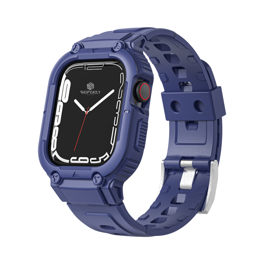 Blue Sporty TPU Case Band By Shopyholy Compatible For iWatch