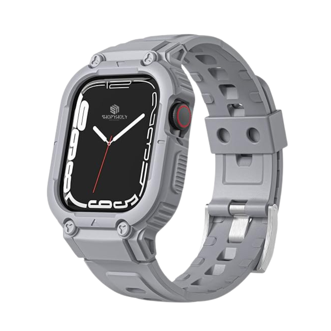 Grey Sporty TPU Case Band By Shopyholy Compatible For iWatch