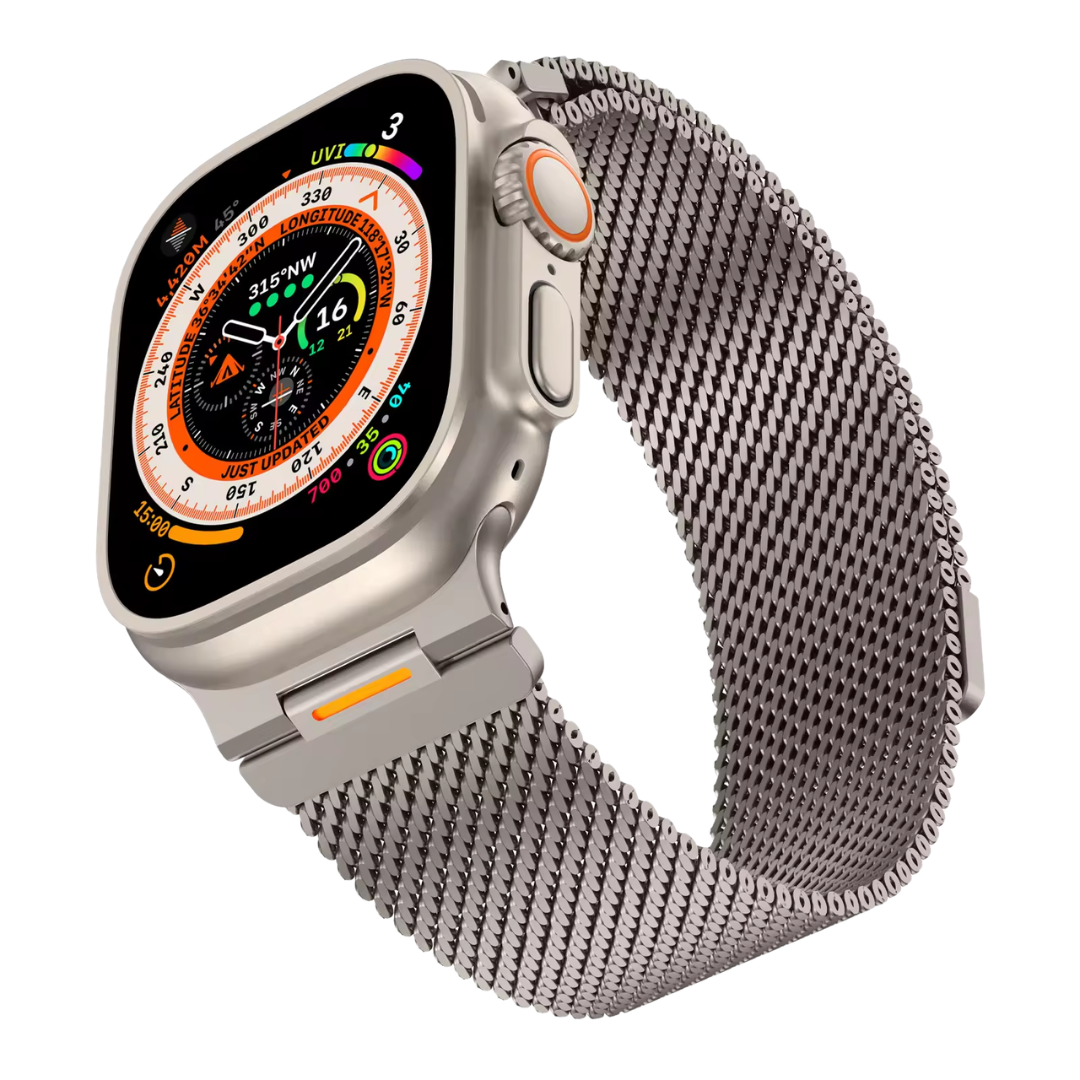 Titanium Luxury Strato Milanese Loop By Shopyholy Compatible For Apple Watch