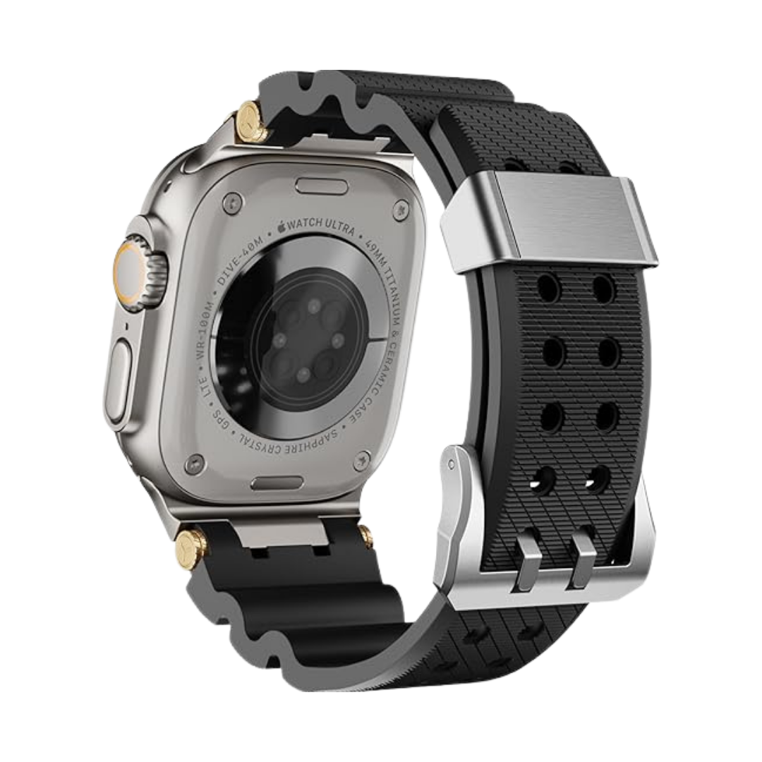 Black Luxury Veltrix Silicone Straps By Shopyholy Compatible For Apple Watch