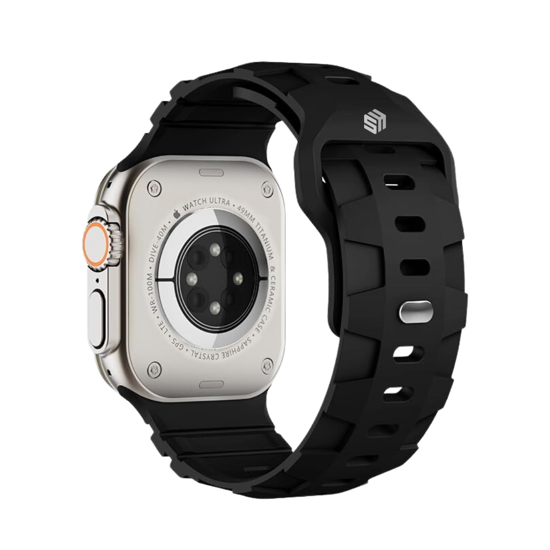Black Premium Rugged Silicone Sports Bands By Shopyholy Compatible For iWatch