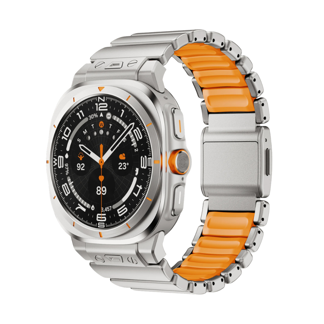 Titanium Orange Luxury Ocean Titanium Band for Samsung Galaxy Watch Ultra 47mm