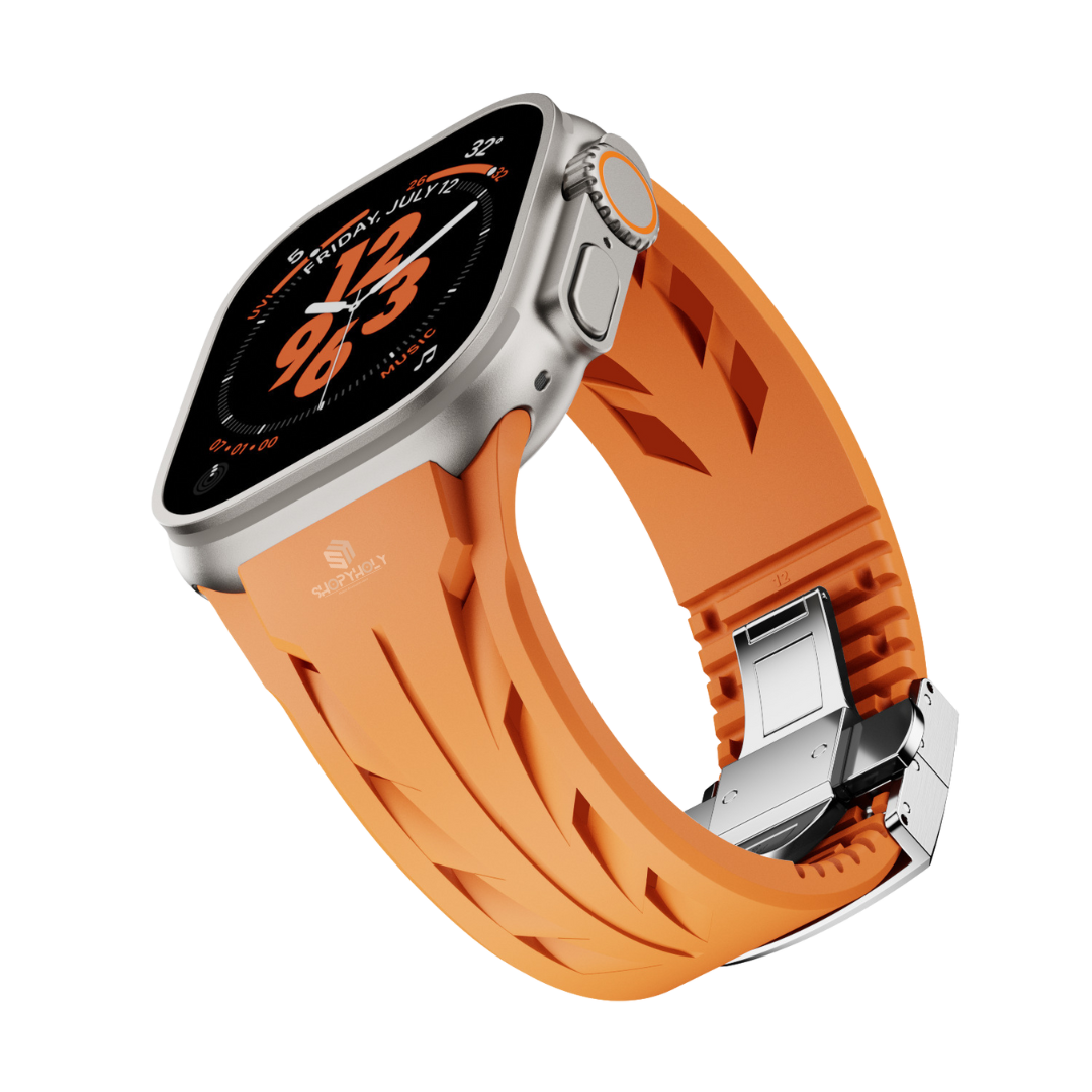 Orange Luxury Concept Silicone Straps By Shopyholy Compatible For Apple Watch