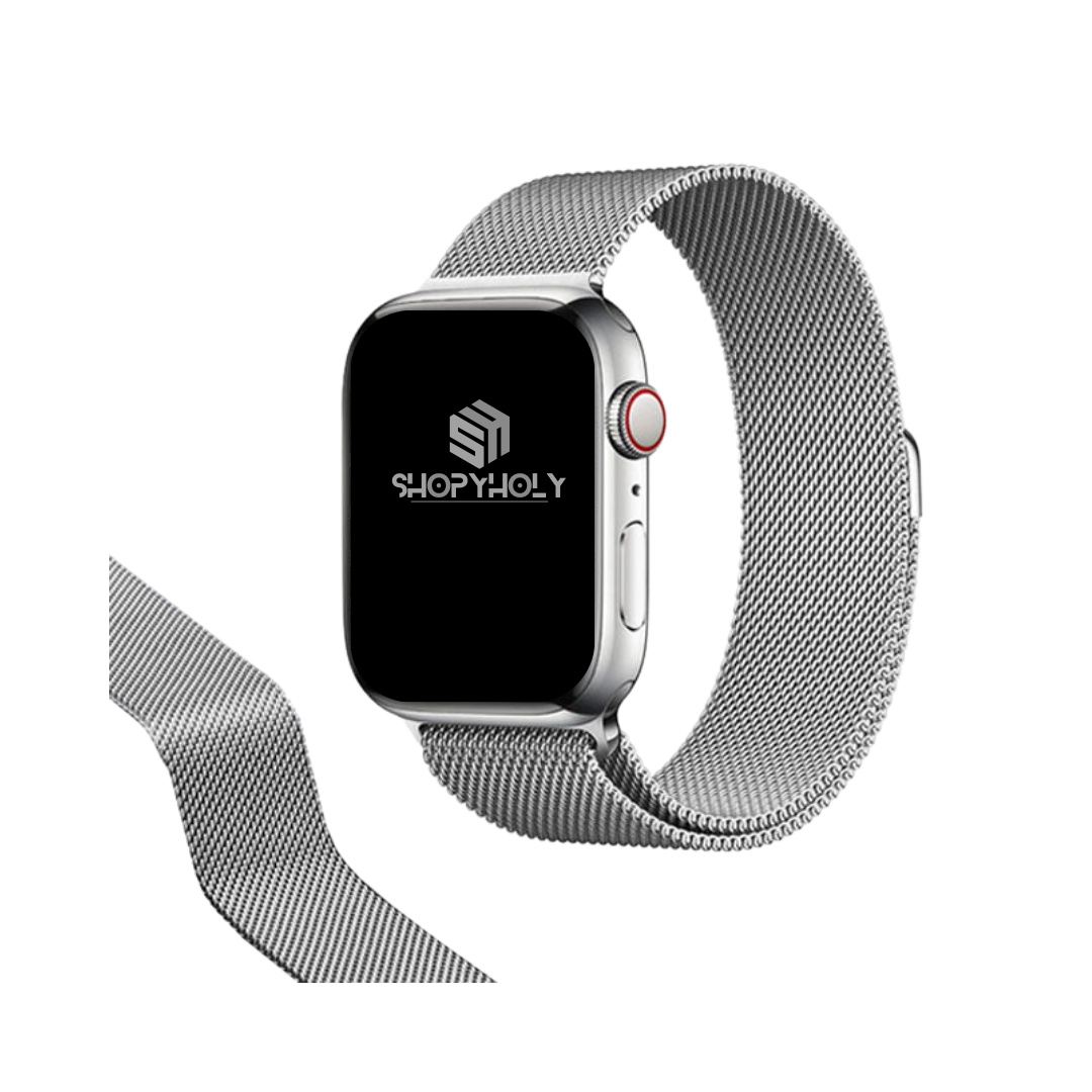 Silver Premium Magnetic Milanese Loop By Shopyholy Compatible For iWatch