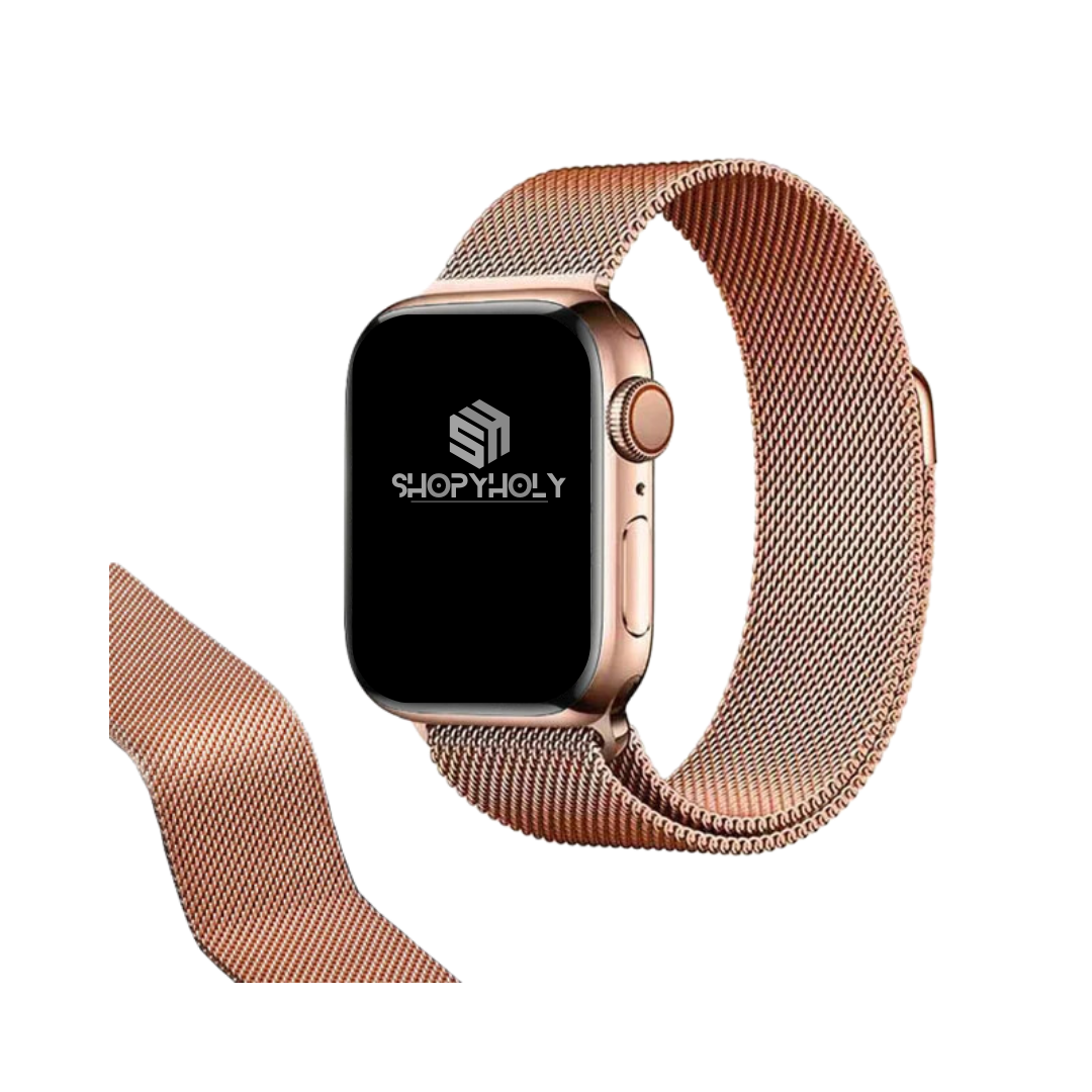 Gold Premium Magnetic Milanese Loop By Shopyholy Compatible For iWatch