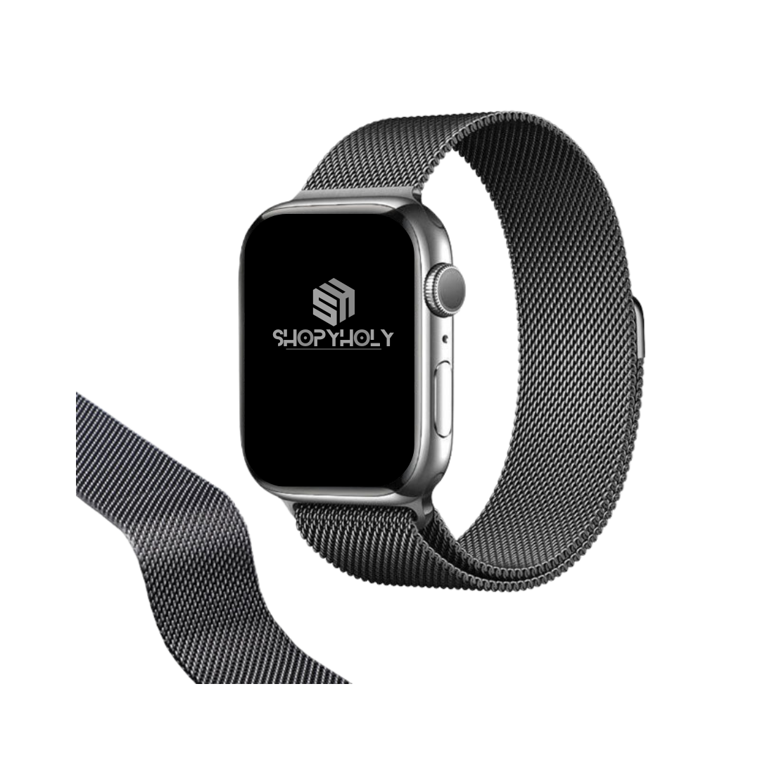 Dark Grey Premium Magnetic Milanese Loop By Shopyholy Compatible For iWatch