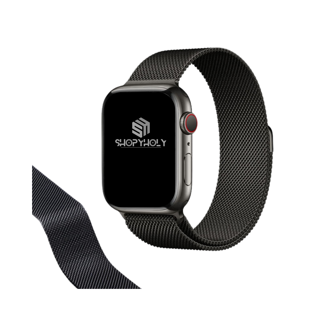 Black Premium Magnetic Milanese Loop By Shopyholy Compatible For iWatch