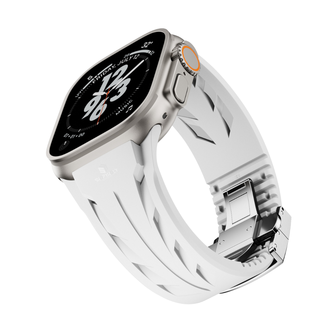 White Luxury Concept Silicone Straps By Shopyholy Compatible For Apple Watch