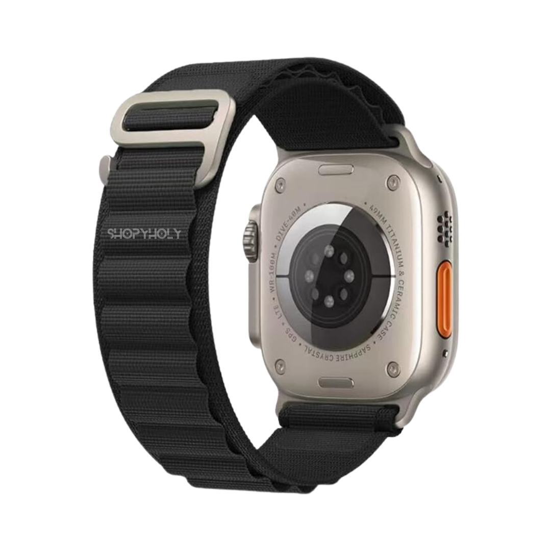 Black Premium Alpine Loop Strap By Shopyholy Compatible For iWatch