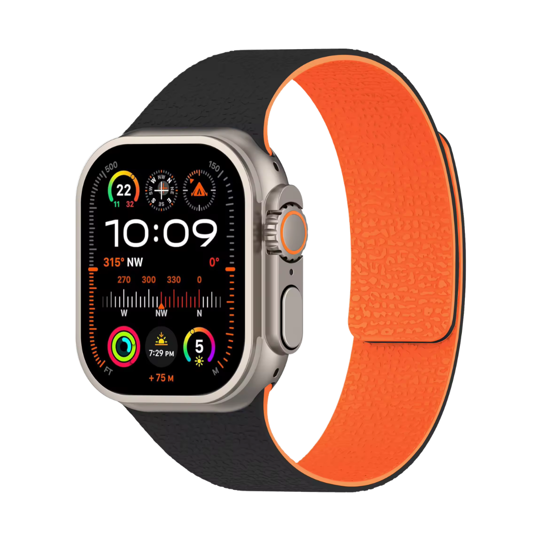 Black orange Premium Skin Friendly Magnetic Loop By Shopyholy Comaptible For Apple Watch