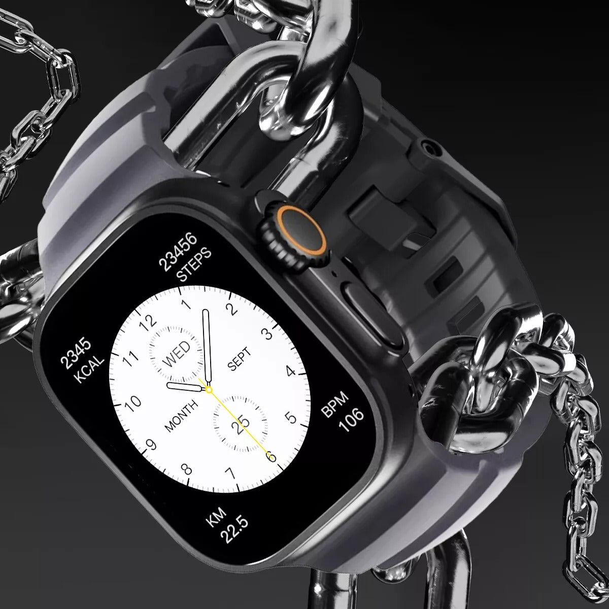 Strom Black Premium Rugged Silicone With Metal Buckle By Shopyholy Compatible For Apple Watch