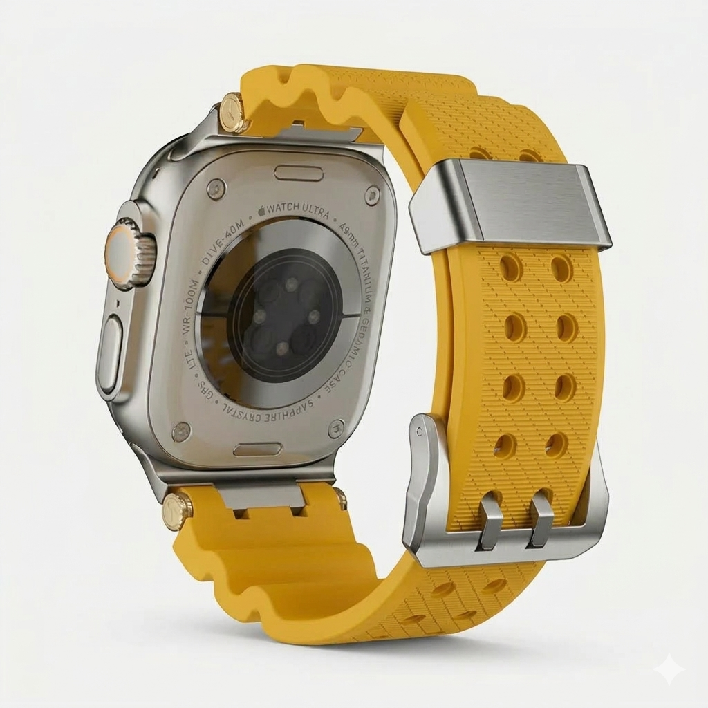 Yellow Luxury Veltrix Silicone Straps By Shopyholy Compatible For Apple Watch