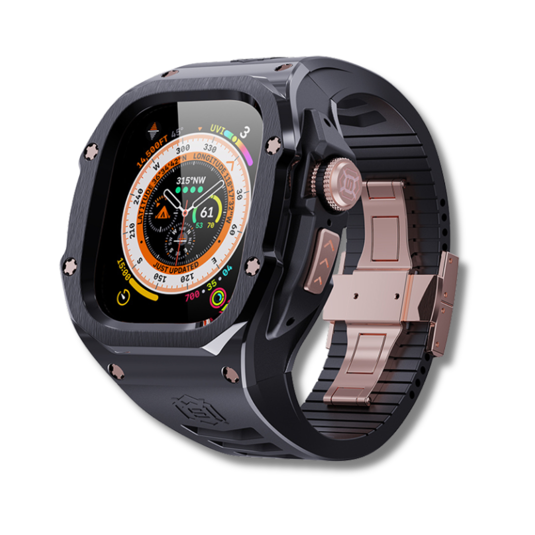 49MM Black Rose Gold Luxury Concept Art Modification Kit For iWatch Ultra 1/2