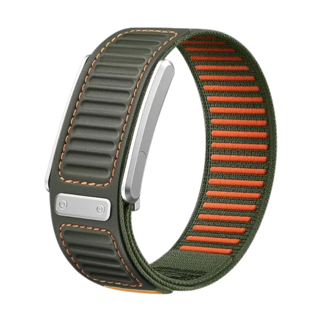 Army Green Luxury Leather Nylon Navigator Band Compatible for WHOOP 5.0
